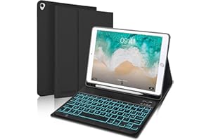 SENGBIRCH Custodia con Tastiera per iPad 9,7 2018/2017,iPad Air 2/1,iPad 6/5 Generazione Tastiera, iPad Pro 9.7, 7 Colori Retroilluminata Tastiera Tablet, Italiana Tastiera Wireless con Custodia, Nero