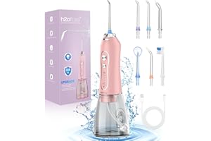 Water Flosser for Teeth Cordless, H2ofloss Oral Irrigator Dental with 5 Modes and 6 Jets, 300ML USB-C Tooth Flosser for Brace Care, Dental Jet Flosser for Travel/Home 30-Day Use