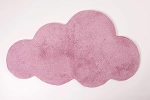 Biancheria Store Tappeto A Forma di Nuvola 60x100 cm 100% Cotone | Tappeto Scendiletto Nuvola Cameretta Morbido | Lavabile in Lavatrice - Lilla