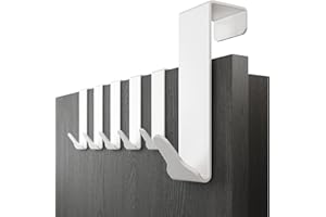 Menz Appendiabiti da Porta in Bianco, Set da 4 Pezzi - Gancio in Acciaio Inox - Durevole Appendi Accappatoio per Bagno, Universali Attaccapanni da Porta