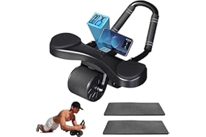 DRZHEAM DRZHAM Automatic Rebound Ab Abdominal Exercise Roller Wheel, Ab Roller Wheel with Elbow Support and 2 Knee Mat, Abdominal Trainer, Core Training Equipment, for Fitness Strength Training Home Workout