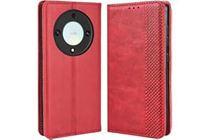 MOJIA Cover per Honor Magic 5 Lite 5G (Magic5 Lite) / X9a, PU Custodia Antiurto Resistente ai Graffi, Custodia Flip Portafoglio per Telefono con Supporto e Slot per Schede. Rosso