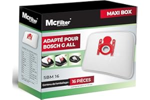 McFilter | 16 sacs à poussière compatibles avec Bosch série 2 série 4 série 6 série 8, BBZ16FGALL type G ALL, compatible avec BGL8XHYG, BGD38RD1H, BGDS2CHAMP GL-20 30 allergy MoveOn Mini