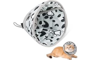 Colerette Chat Anti Lechage, ELEPRUC Collerettes pour Chats Chiens, Réglable Collerette Chat Anti Grattage, Doux Confortable Ajustable Collerettes pour Chats Après Chirurgie Anti-Morsure Protection