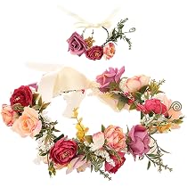 Blumen Stirnband Für Hochzeit – Weiße Blumenkrone Mit Verstellbaren Bändern Für Braut & Brautjungfer