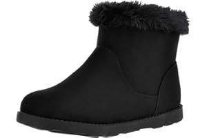 festooning Girls & Toddler' Faux Fur Shearling Style Boots, Girls Warm Winter Flat Non-Slip Zip Snow Boots for Indoor Outdoor(Toddler/Little Kid/Big Kid)