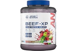 Applied Nutrition Clear Hydrolysed Beef Protein Isolate Powder, Fruit Juice Style, Dairy Free, Lactose Free, Zero Sugar, Low Fat, 1.8kg - 60 Servings (Cherry & Apple)