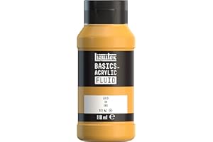 Liquitex Basics Fluid - Pintura acrílica de consistencia fluida, secado rápido, resistente a la luz, impermeable, acabado satinado permanente, bote 118 ml, oro