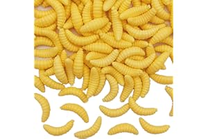 XYQMLY 100 Pcs Bass Fishing Lures, 1Inch, Soft Maggots Baits, Realistic Rubber Worms, Plastic False Wax Worm