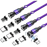 VAFOTON 540° Magnetic Fast Charging Cable [4Pack,1M/1M/2M/2M], 3A Fast Charging and Data Transfer Magnetic Cable, 3 in 1 Magn