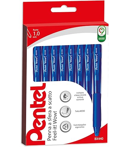 Pentel Stylo Bille À Capuchon Ifeel-it!, Bleu X 12 à Prix