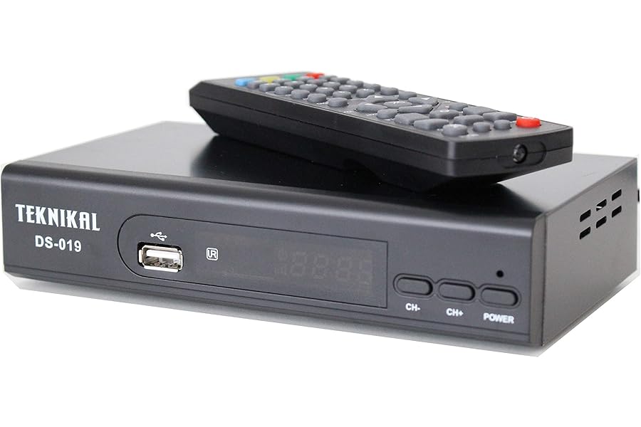 Teknikal HD Freeview Set Top Box Receiver Plus Recorder for Digital TV Channels Tuner HDMI / Scart Outputs USB Memory Slot DVB-T Digi Box 4 Switchover