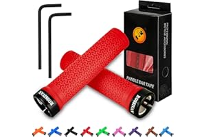 Rossivan Professional Bike Handlebar Grips,Mountain Bike Grips with Soft and Comfortable Anti-slip Rubber,Single Lock-on MTB Grips,for BMX,Scooter,Folding,Commuter Bicycle