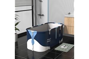HUDHOWKS Vasca da bagno pieghevole portatile per adulti, 115 cm, vasca da bagno pieghevole in PVC e SPA, vasca da bagno pieghevole in plastica, per adulti