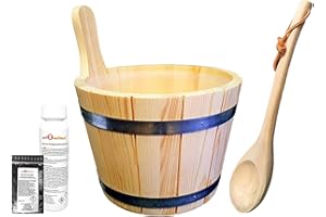 ‎SUDOREWELL SudoreWell® Sauna Bucket Set 5 Pieces with Sauna Bucket Made of Coniferous Wood 5.0 L Including Insert + Ladle Plus Menthol Crystals + Sauna Infusion