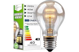 ONIX TECH Bombilla de Horno E14 220V 40W 300°С con Código Original 00057874 057874 para Bosch para Siemens
