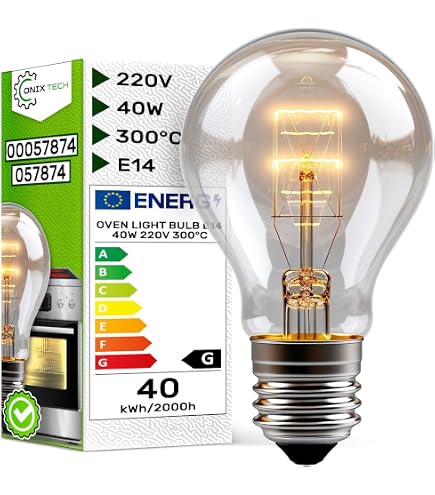 Ampoule De Four 40W E14 230V - Résiste à 300°C, Compatible Electrolux, AEG, Bosch, Siemens, Neff, Etc. - 8