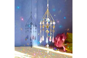 FORMIZON Acchiappasole, Prisma Arcobaleno da Finestra, Acchiappa-Sole in Cristallo, Acchiappasole Campanelle Vento, Appendere Cristalli da Appendere per Finestra Giardino Casa Decorazioni (Sole)