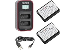 Newmowa Zamienna bateria LP-E10 (zestaw 2 sztuk) i inteligentna podwójna ładowarka USB wyświetlacz LCD do Canon LP-E10 i Canon EOS Rebel T3, T5, T6, T7, 1100D, 1200D, 2000D, 4000D, Kiss X50, Kiss X70