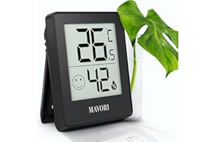 MAVORI® 1 pz. Rilevatore Temperatura e Umidità| Termometro Da Interno Casa| Termometro Digitale Da Parete Ideale Per il Monitoraggio Interno e il Controllo Del Comfort| Igrometro Da Interno casa(Nero)