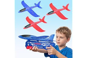 Flygplan frigolit, flygplan barn, leksaker pojkar 3 4 5 6 7 8 9 10 år | Styroporflygplan kastglidare med pistol, utomhus trädgård lekar, jul födelsedagspresent för flickor barnleksak