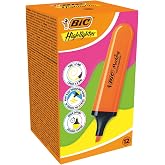 BIC Marking Flat Higlighter Fosforlu Kalem 12'li Kutu, Turuncu Fosforlu Kalem, Su Bazlı, Hızlı Kuruyan M&uuml;rekkep