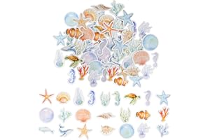 SHANFAA 46PCS Watercolor Ocean Stickers,Special Shaped Marine Life Collection Stickers for Scrapbooking, DIY Crafts, Laptops, Bullet Journal, Gifts for Adult, Child