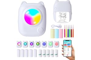Wikay Mini Imprimante, Imprimante Photo Portable, Imprimante Thermique de Poche avec 13 Rouleaux Papier, Imprimante sans Fil Bluetooth pour iOS et Android, pour Photo, Reçu, Mémos, Cadeau de Noël