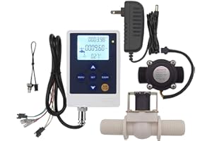 DIGITEN Water Flow Control Meter LCD Display Controller+G3/4" Water Hall Sensor Flow Meter Flowmeter Counter 1-60L/min+G3/4" Electric Solenoid Valve Normally Closed N/C+DC 12V Power Adapter