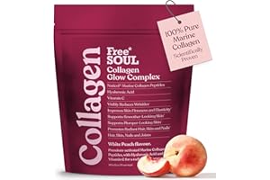 Marine Collagen Powder | Clinically Proven Collagen Supplement for Women with Hyaluronic Acid & Vitamin C | 100% Type I Hydrolysed Collagen Peptides for Hair, Skin & Nails | Collagen Glow by Free Soul