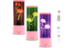 AONESY Jellyfish Lamp Aquarium Sensory Lights with 17 Colour Changing Lamp & 4 Colour Modes Realistic Jellyfish Tank Mood Magic Lights, USB Table Lamps for Living Room Bedroom Office Decor, Pink