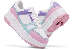 ANEFUN Jungen Mädchen Schuhe mit Rollen Skate, Kinder Rollschuhe Schuhe mit 4 Rollen Abnehmbar, Komfort Outdoor Sportschuhe für Kinder