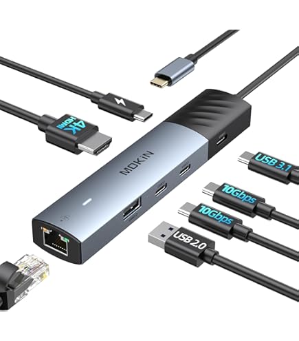 Dock Station Hub USB-C MOKIN 8-en-1 HDMI 4K, DisplayPort