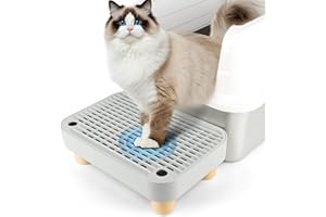 Bartuke Rampe surélevée avec Base en Bois, Escalier pour Chat avec Fonction Filtre pour bac à litière, Idéal pour Les Chats de Petite Taille et âgés (Gris Clair)