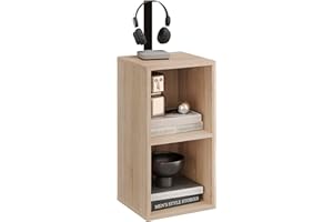 ‎KOMTO KOMTO Bücherregal Klein Sonoma Eiche – Würfelregal mit 2 Fächern, Cube Regal für Wohnzimmer, Kinderzimmer, Schlafzimmer | Standregal Nubo 31,4 x 60,8 x 29 cm