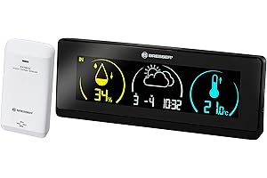Bresser Estación meteorológica inalámbrica con sensor exterior Temeo Life con pantalla a color, moho, alerta de heladas y calor, tendencia meteorológica