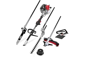 ‎SCHEPPACH Scheppach Benzin Motorsense MFH5200-4P Multigartengerät | 1,8PS, 4in1 Multitool Garten - Rasentrimmer, Heckenschere, Hochentaster, Kettensäge, 250mm Schwert/Kette, schwenkbar | Schnellwechsler & Gurt