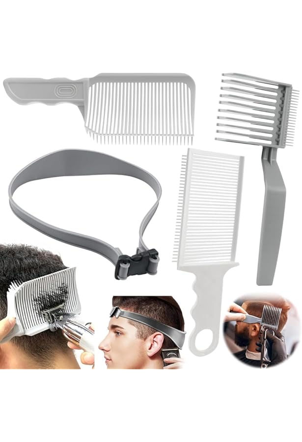 HPiano Verstellbare Haarschneide Schablone,Verstellbare Fade Kamm Männer,Haare Schneiden übergang,übergang Kamm,Gebogenes Silikon Haarschnittband,Haarschnitt Kamm Haarschneidehilfe Für Herren Friseur