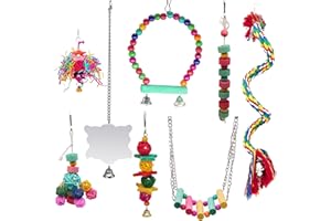 MQFORU Birds Swing Toys Bird Chewing Toys Birds Cage Toys, 8PCS Suitable for Small Parakeets, Cockatiels, Conures, Macaws, Parrots, Love Birds, Mynah, Finches ect