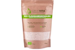GREAT VITA Flohsamenschalen gemahlen Bio 99% rein - 500g | Psyllium Husk Powder, reich an Ballaststoffen für bewusste Ernährung & vielseitige Anwendung | EU-Bio zertifiziert - vegan & glutenfrei