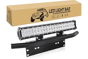 Willpower 126W 50cm Barre Led + 58cm Support de Fixation de Plaque D'immatriculation Universel Aluminium Support Pare-chocs Avant Bull Bar Barre Lumineuse Led pour Voiture 4X4 Camion Hors Route