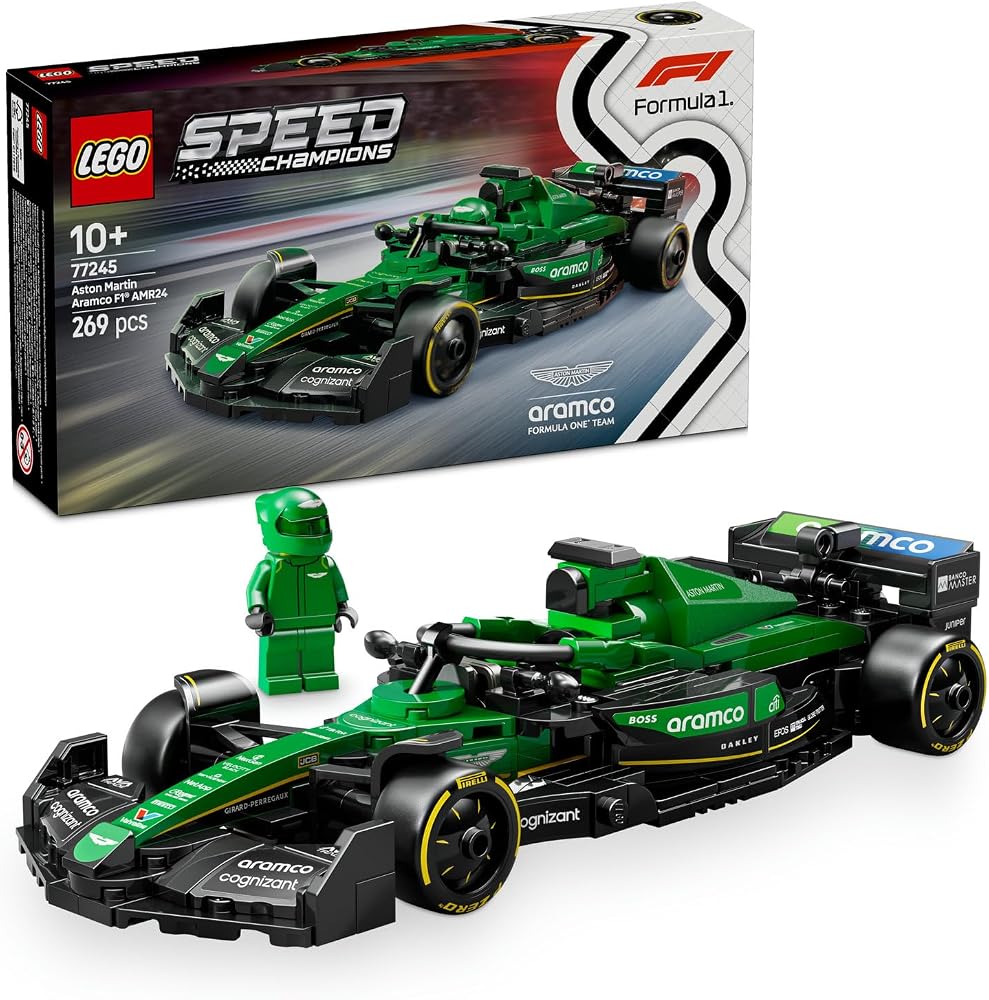 LEGO Speed Champions Aston Martin Aramco F1 AMR24 Yarış Arabası 77245 | 10 Yaş ve Üzeri Kız ve Erkek Çocukları için Koleksiyonluk Sürücü Minifigürü İçeren Oyuncak Yapım Seti,Hediye Fikri(269 Parça)