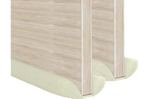 2 x MOXVIO Draft Excluder for Doors, Double Under Door Draught Excluder, 2 Sided Cushion Door Draft Stopper, 70 to 90 cm Cut-to-Size Adjustable Width, Waterproof Snowproof 600D Oxford Fabric (Beige)