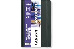 CANSON Graduate Book, skissbok, lättkorn, 200 gsm, inbunden, 14 x 21,6 cm, vit, 72 ark