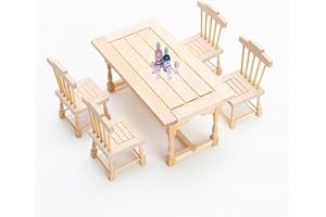 Quintrost Miniatura Mobili da Tavolo Sedia per Casa Delle Bambole, 1:12 Scala Modello per Casa Delle Bambole Legno, Accessori Decorazioni per Casa Delle Bambole, Colore del Legno