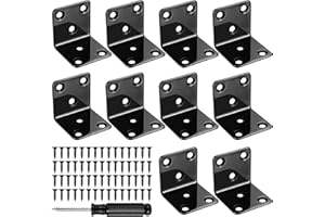RUNXSAM 10 PcsEquerre Metal, Equerre Fixation Charge Lourde, Connecteur Bois équerre de Fixation à 90 Degrés, Equerre d'Assemblage Renforcée Métal, Équerre de Coin pour Bois de Meubles(40 x 40 mm, Noire)