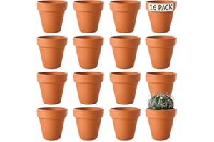 Green Thumbz Small Terracotta Plant Pots - 6.5cm x 16 Pack Mini Terracotta Pots - Multi Purpose Clay Pots for Plants, Flowers, Candle Making, Painted Art, Small Plant Pots Outdoor or Indoor