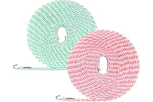 PAIDASHU Wäscheleine, 2 Stück Wäscheleine für draußen, verstellbare Wäscheleine, winddichte Wäscheleine mit Haken, Wäsche- und Trockenleinen, ideales Camping-Zubehör (5 m)