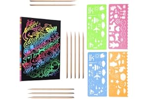 LGWJHCY Children's Scratch Pictures, 100 Magic Scratch Paper, Scratch Drawing, Set Graffiti, Colour Gradient, Scratch Notebook with Wooden Pens for Birthday, Crafts for Children