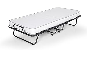 MOEBEL-EINS Gästebett Celine klappbar 90x200 cm mit stabilem Metall-Rahmen Klappbett Faltbett bis 100 kg incl. Matratze + Hülle, 90 x 200 cm